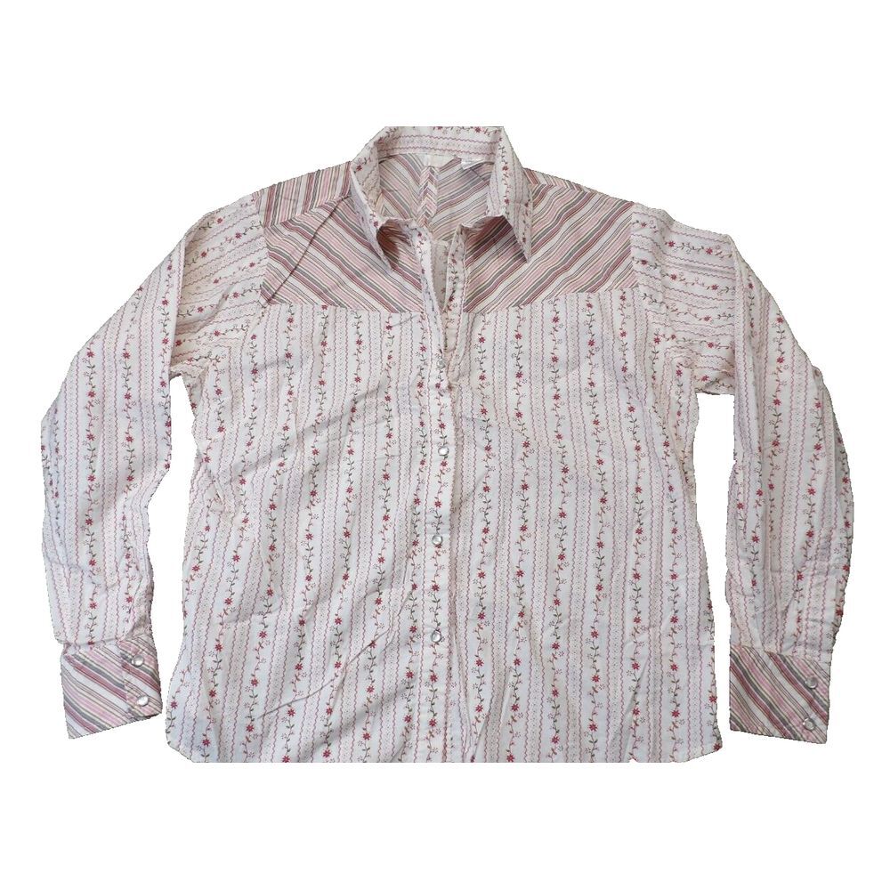 Vintage Womans 20X Pink Western Shirt Pearl Snap Embroidered Sz XL - Grunge